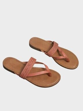Mila Poali Women's Coral Braided Strap Thong Sandals Size 7.5